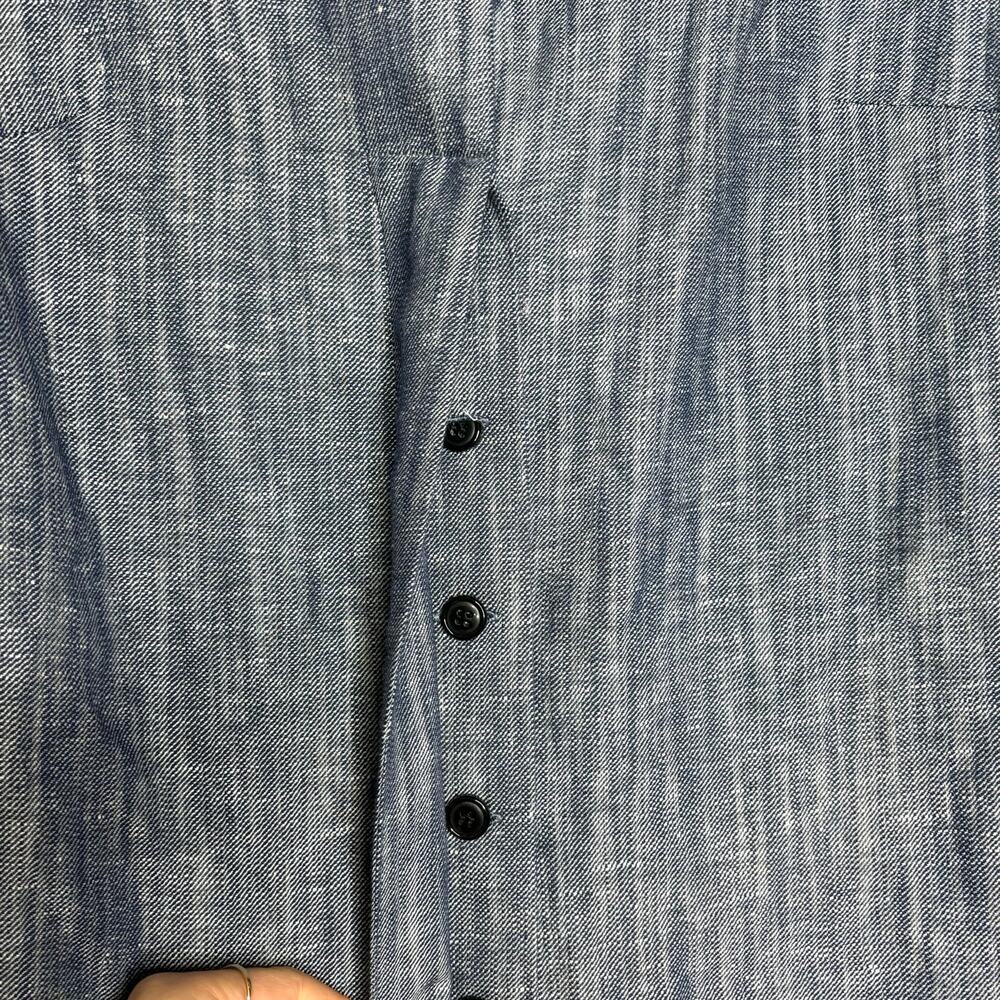 Loup Lila Blue Chambray Linen Blend Button Down Top XS - Picture 5 of 10